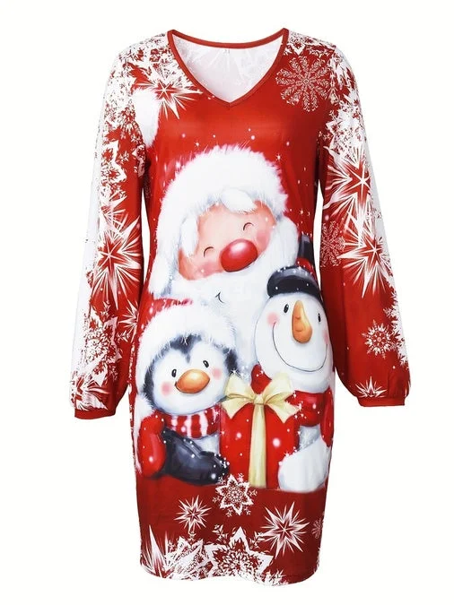Détails de la Robe Pull de Noel Imprimée