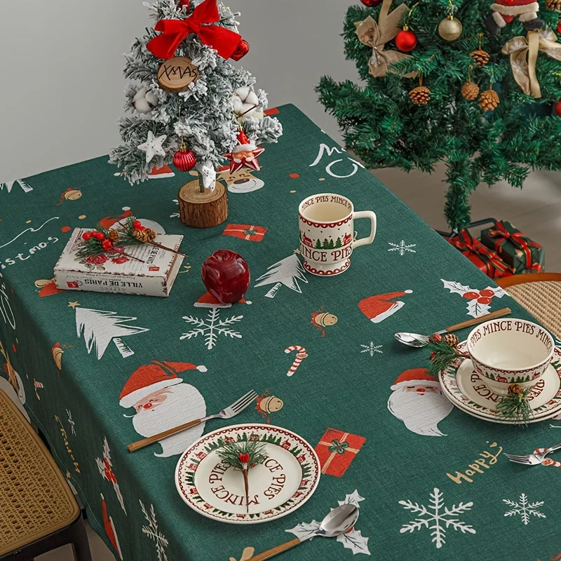 Nappe de Noël Verte sur une table