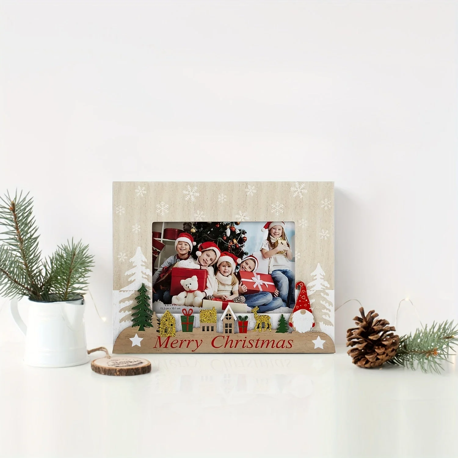 Cadre Photo de Noël en Bois Naturel