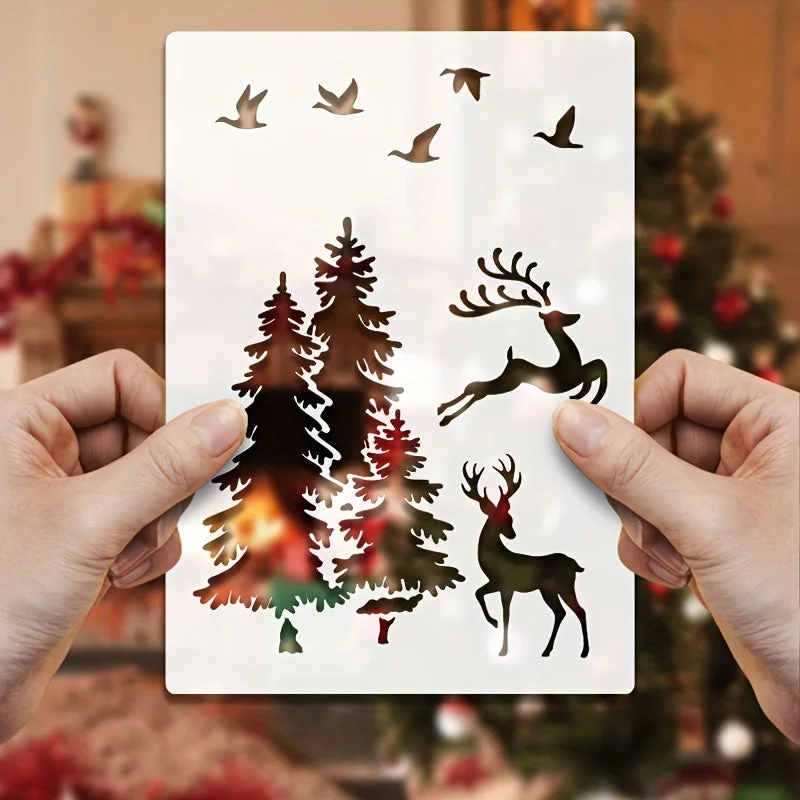 Décoration de Noël avec pochoirs de cerfs