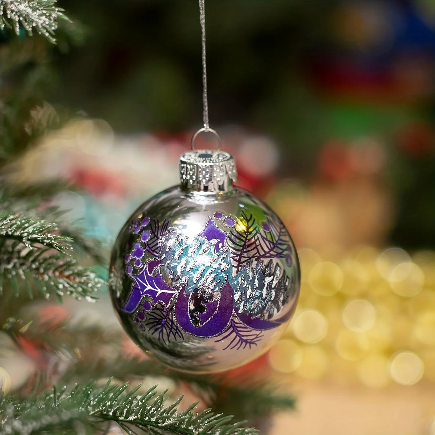 Boules de Noël en verre bleu