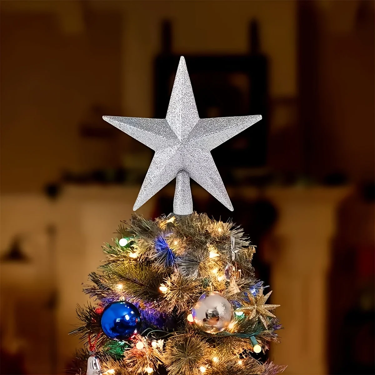 Étoiles pour sapin en or, argent et rouge