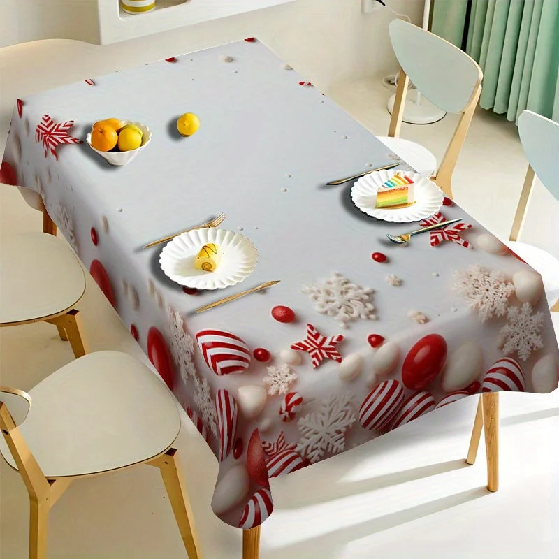 Nappe de Noël Blanche avec flocons de neige