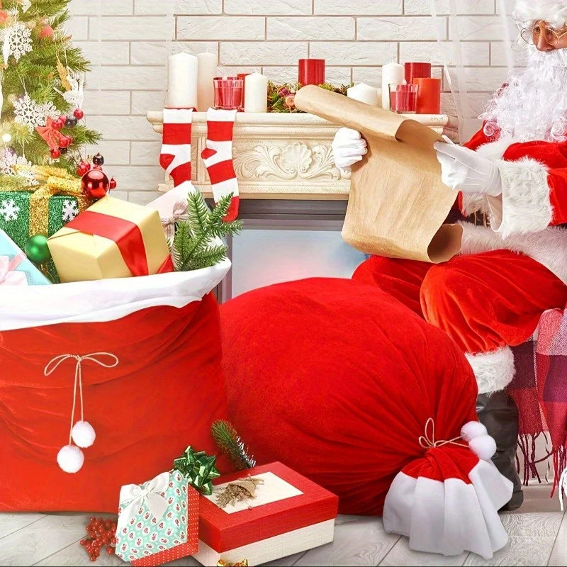 Grand Sac Cadeau de Noël en Velours