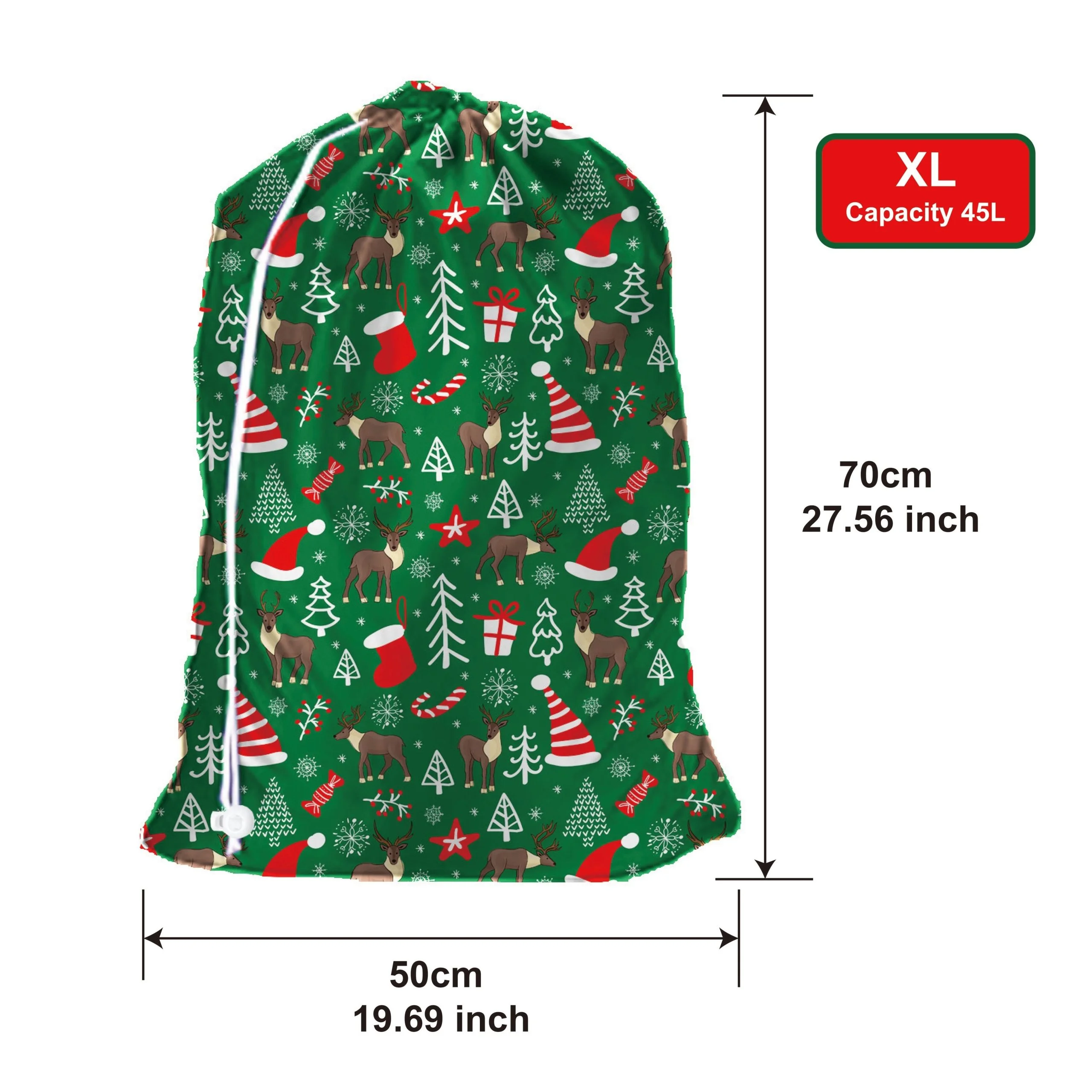 Sac cadeau de Noël réutilisable