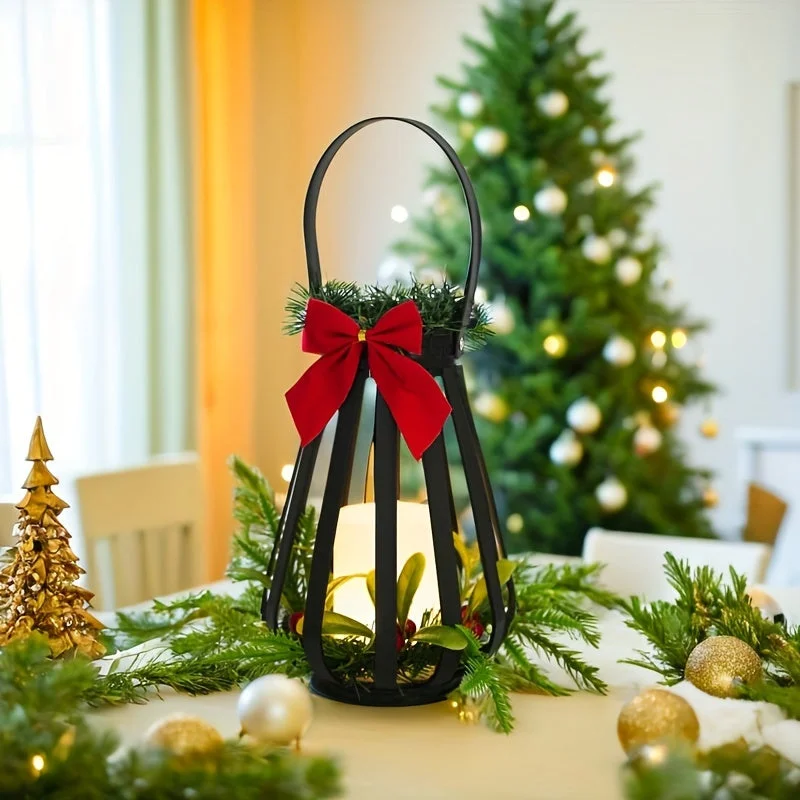 Lanterne de Noël Classique avec nœud rouge