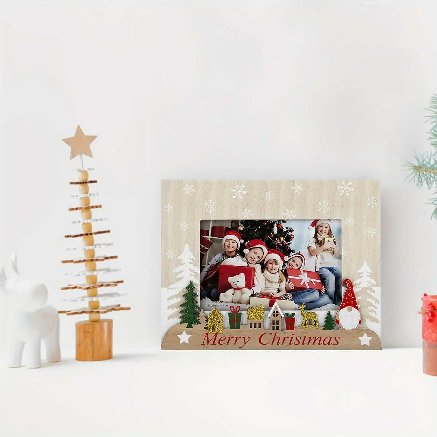 Cadre Photo de Noël en Bois Naturel